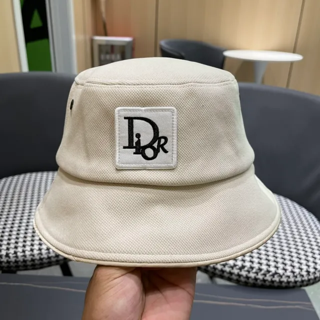 Dior Beige Black Structured Fabric Contrasting Interior Bucket Hat 8