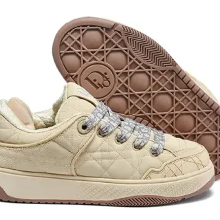 Dior Beige Brown Quilted Cannage Upper Monogrammed Laces Lifestyle Sneakers