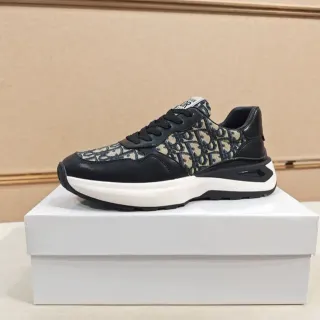 Dior أسود بيج Monogram كانفاس جلد تراكب Lifestyle Sneakers