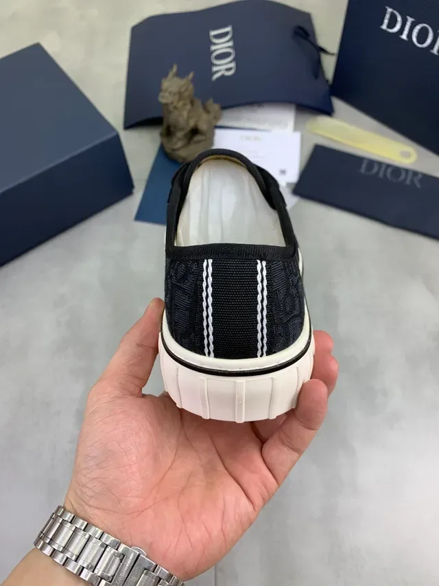 Dior Black Beige Textured Canvas Upper Chunky Ridged Rubber Sole Lifestyle Sneakers 3