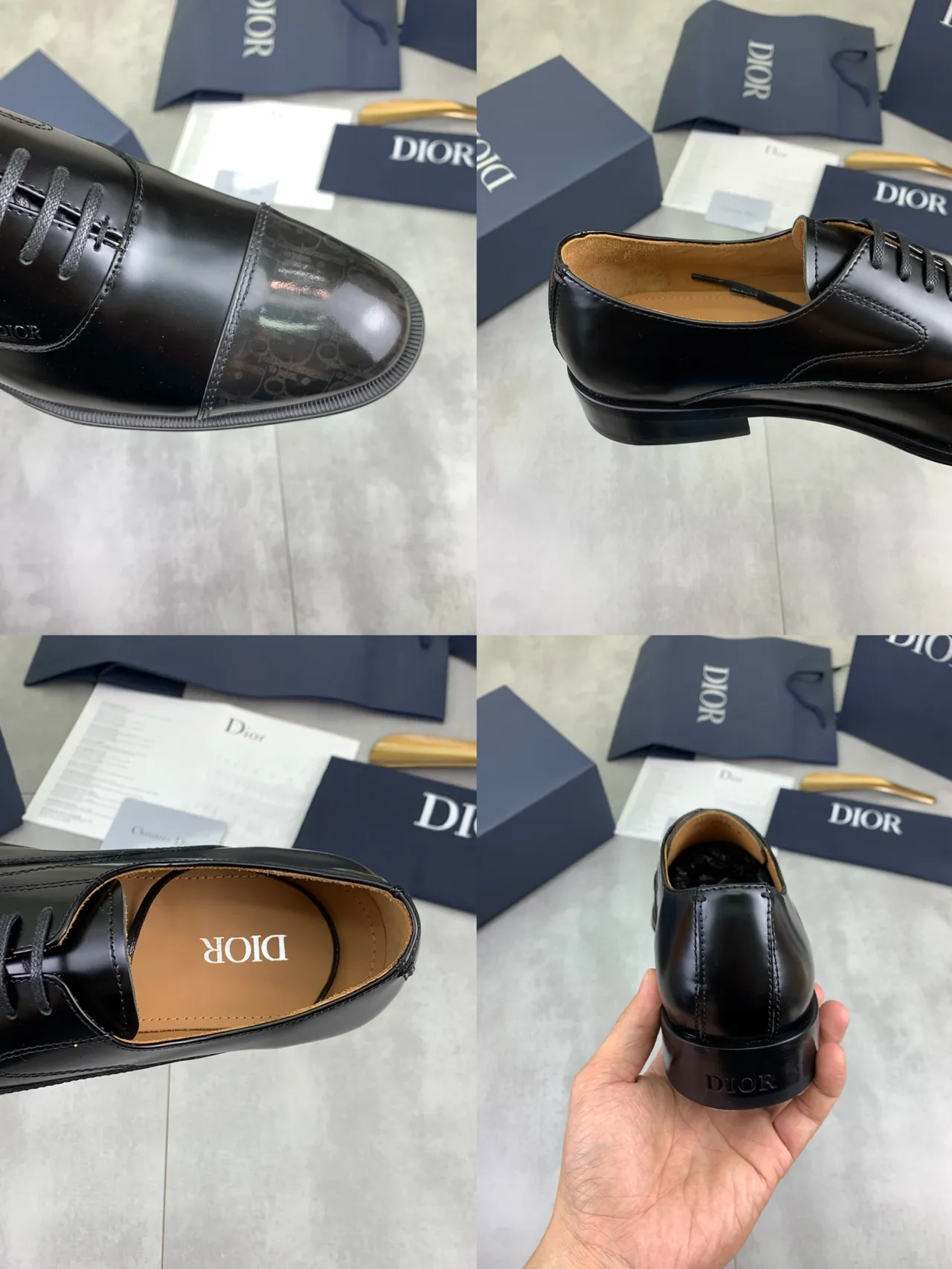Dior Chaussures Oxford en cuir patenté noir marron brillant embout cap 2