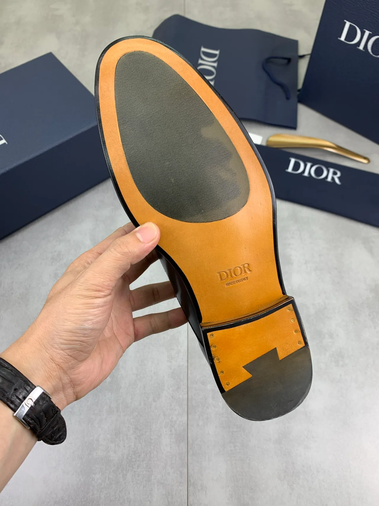Dior Chaussures Oxford en cuir patenté noir marron brillant embout cap 3