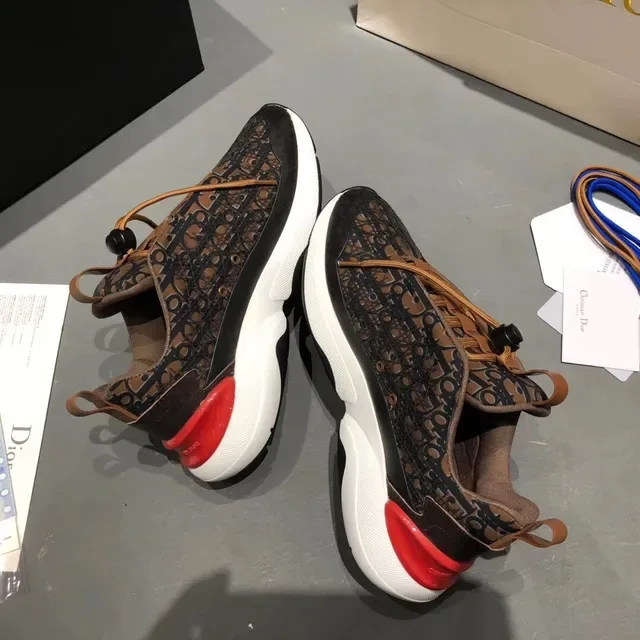 Dior Black Brown Oblique Monogram Print Toggle-Lace Hybrid Closure Lifestyle Sneakers 2