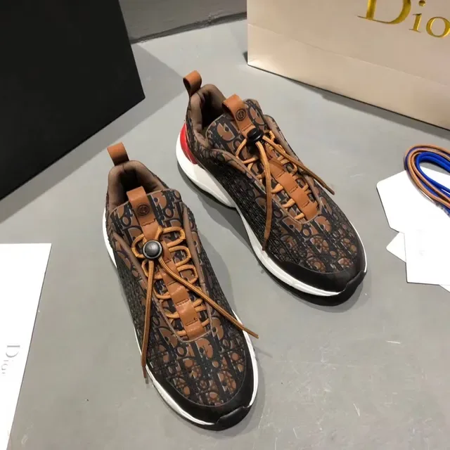 Dior Black Brown Oblique Monogram Print Toggle-Lace Hybrid Closure Lifestyle Sneakers 4