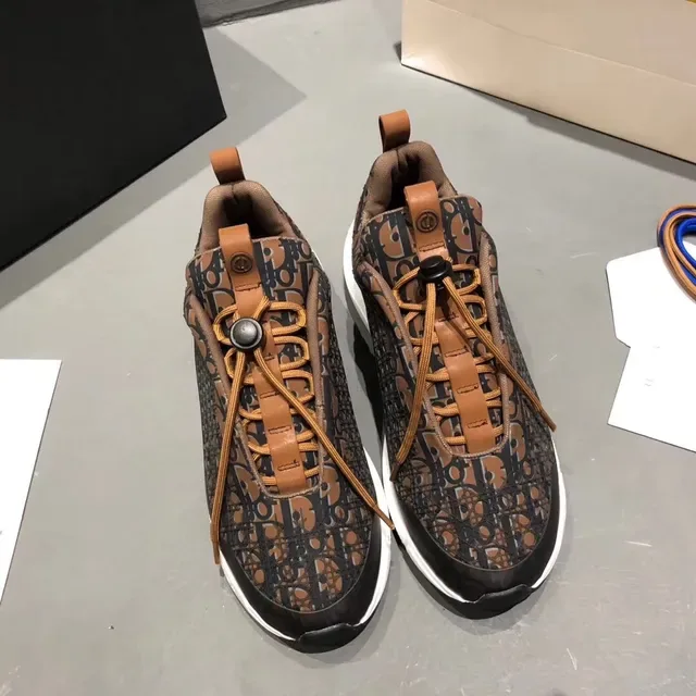 Dior Black Brown Oblique Monogram Print Toggle-Lace Hybrid Closure Lifestyle Sneakers 5