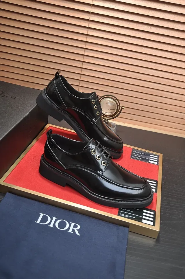 Dior Black Gloss Leather Oxford Shoes 4