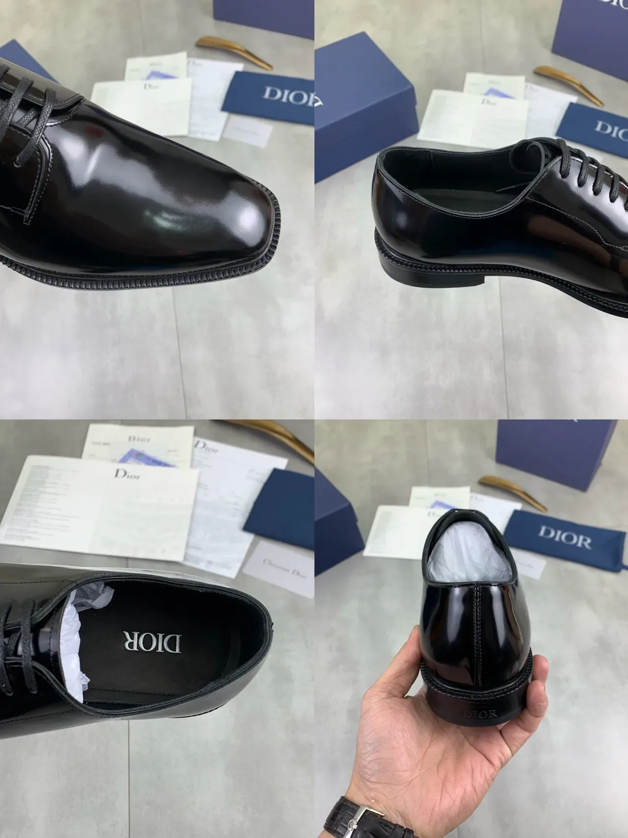Dior Chaussures Oxford Noir brillant cuir effet patenté bout cap 2