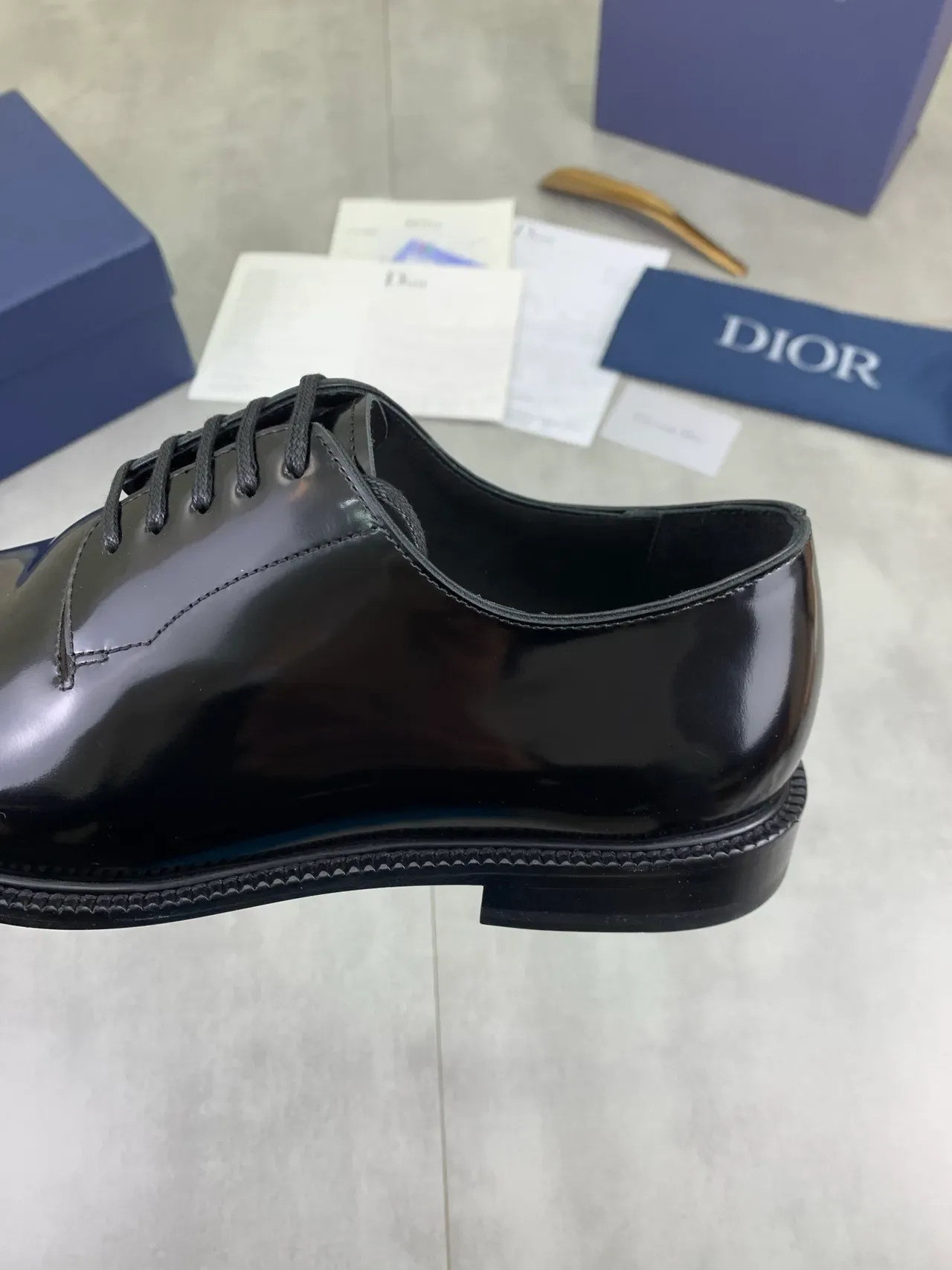 Dior Chaussures Oxford Noir brillant cuir effet patenté bout cap 4