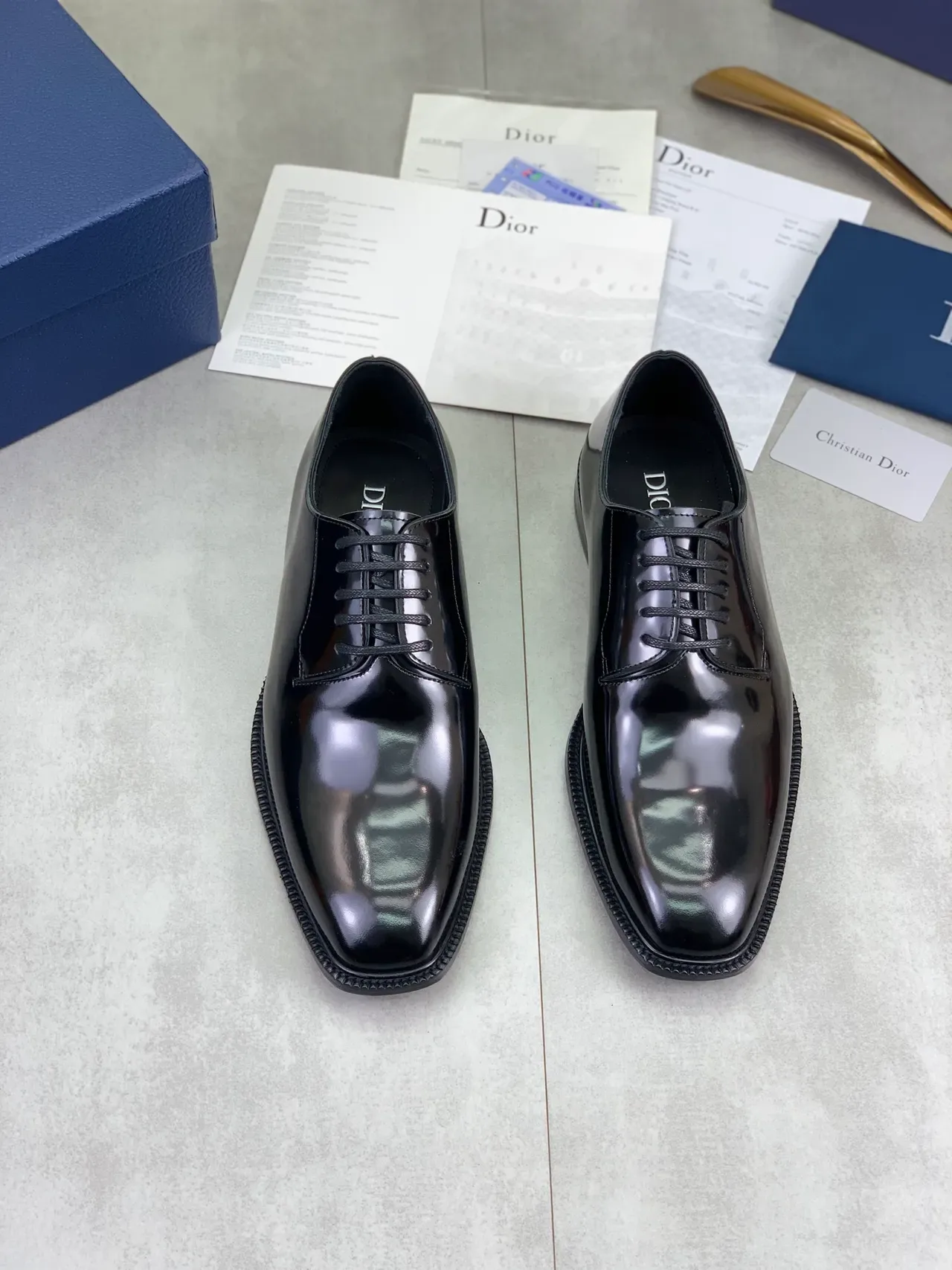 Dior Chaussures Oxford Noir brillant cuir effet patenté bout cap 5