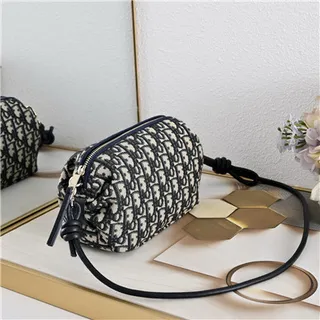 Dior Black Gold Logo Soft Rounded Shoulder Bag 10