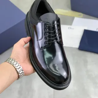 Dior Black High-Gloss Patent Leather Cap-Toe Oxford Shoes