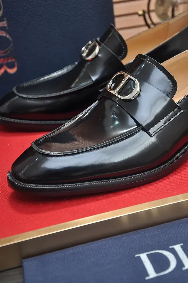 Dior Black Silver Glossy Patent Leather Single Strap Loafer 2