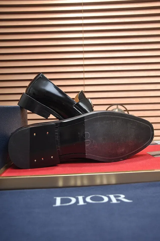 Dior Black Silver Glossy Patent Leather Single Strap Loafer 3