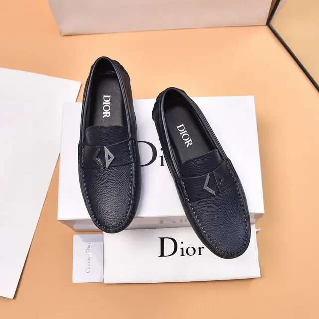 Dior Loafer Noir Argent Cuir Pebbled Boucle Métallique Oblique 2