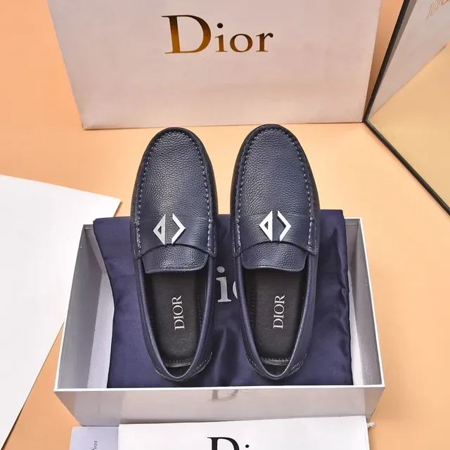Dior Loafer Noir Argent Cuir Pebbled Boucle Métallique Oblique 3