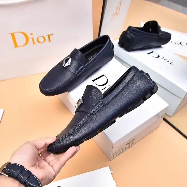 Dior Loafer Noir Argent Cuir Pebbled Boucle Métallique Oblique 4