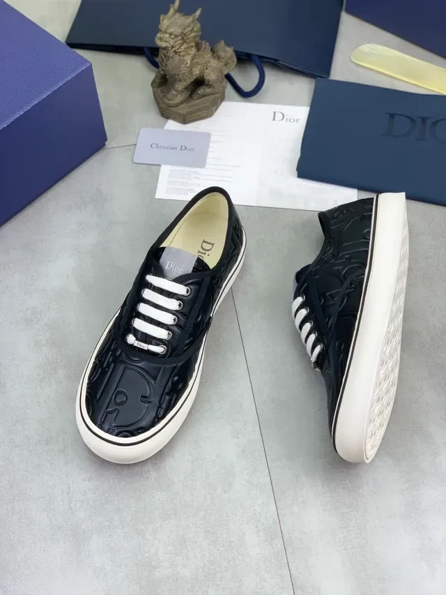 Dior Black White Embossed Monogram Leather Cupsole Construction Lifestyle Sneakers 2