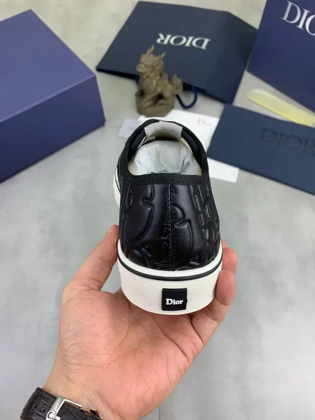 Dior Black White Embossed Monogram Leather Cupsole Construction Lifestyle Sneakers 4