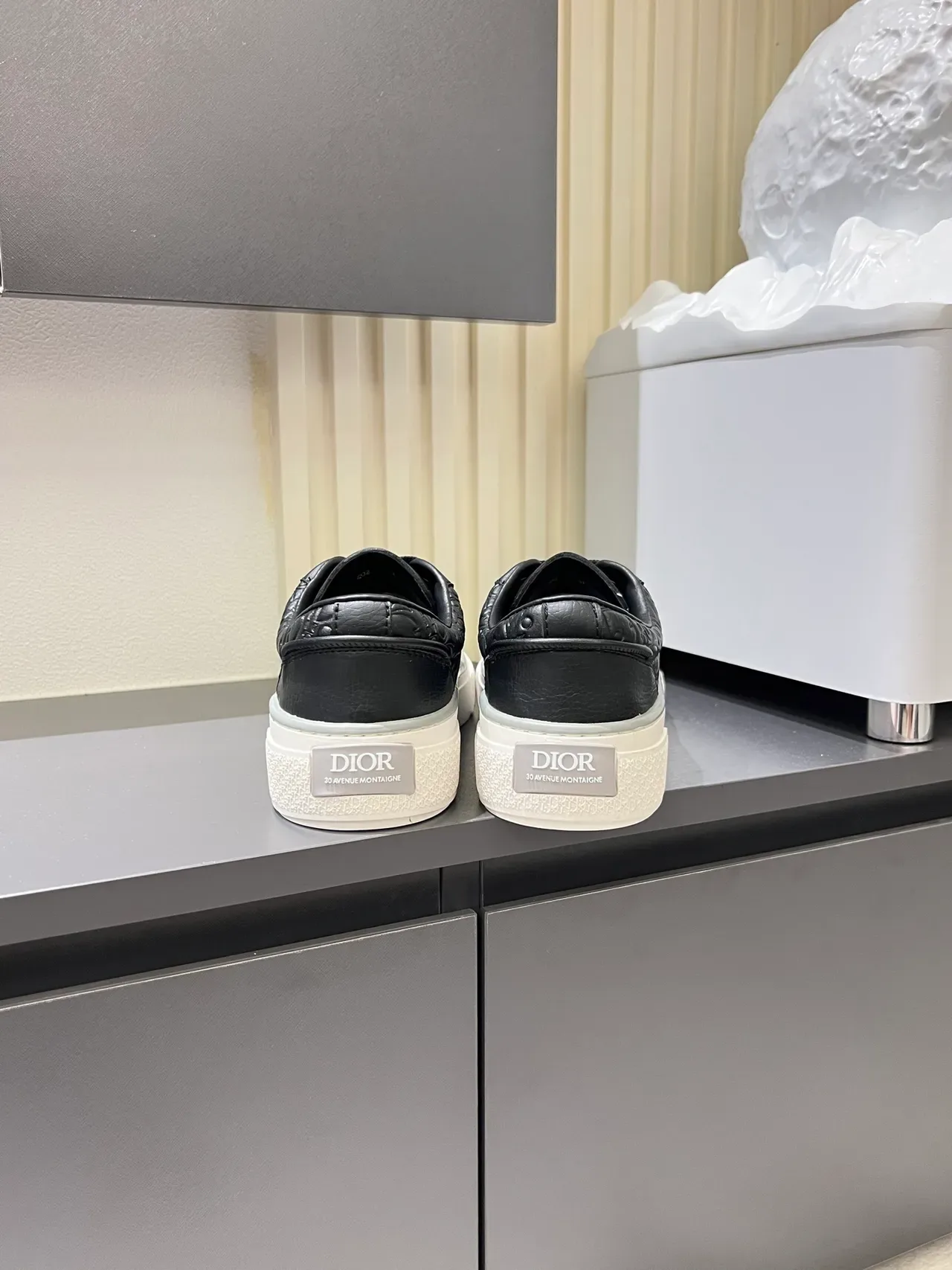 Dior Black White Embossed Monogram Platform Sole Lifestyle Sneakers 3