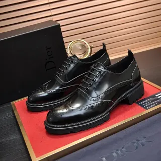 Dior Black Wingtip Patent And Smooth Leather Brogue