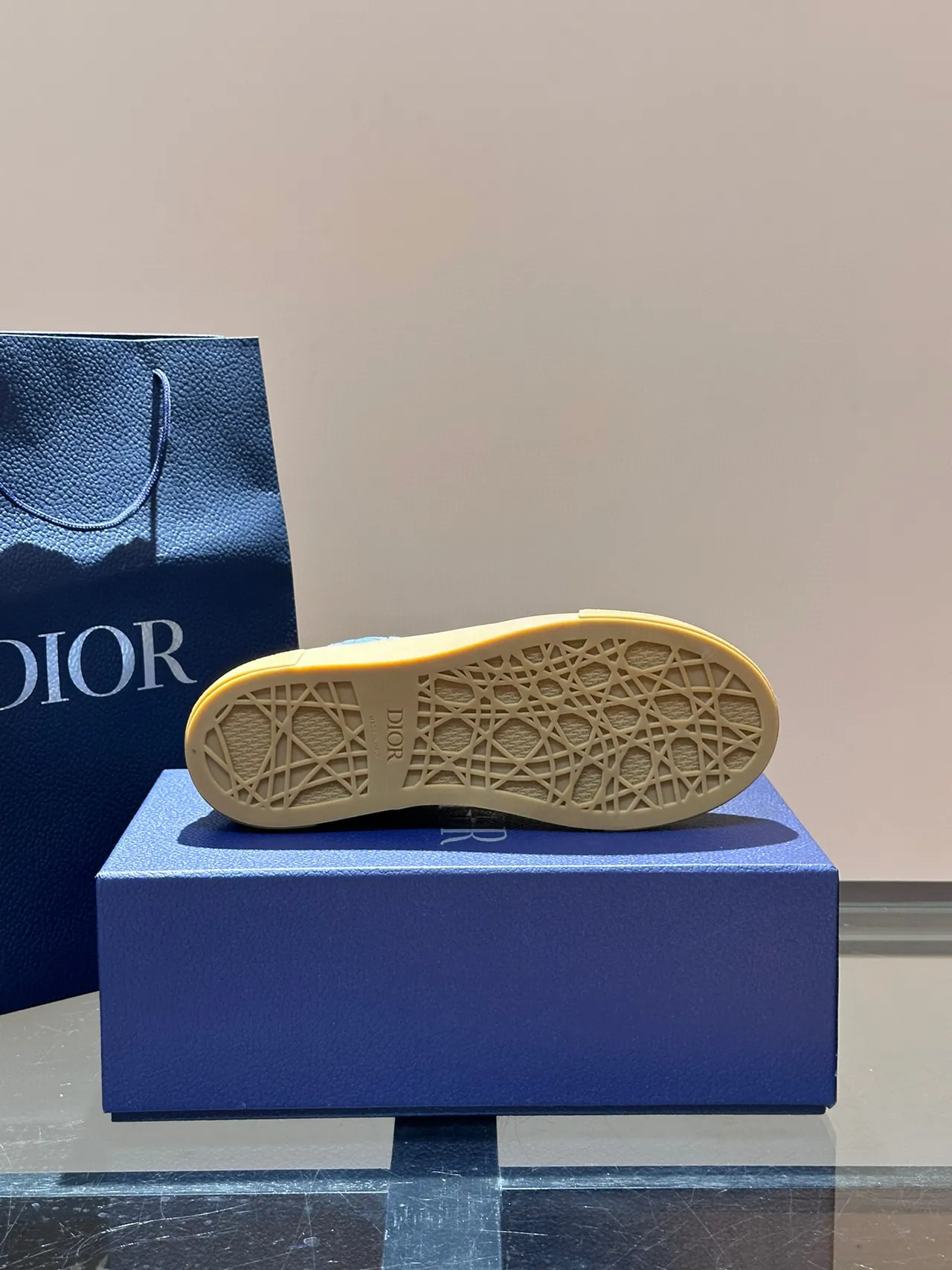 Dior Blue Beige Embossed Oblique Monogram Upper Thick Platform Sole Lifestyle Sneakers 2