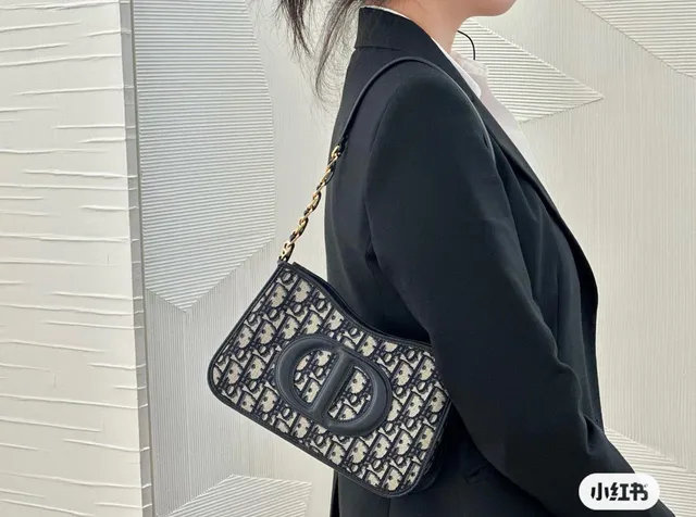 Dior Bobby Black Beige Monogrammed Canvas Leather Trim Chain Bag 14