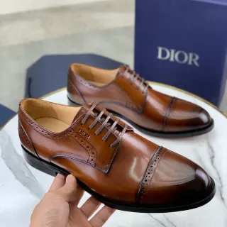 Dior marrom preto cap-toe brogue completo sapatos oxford