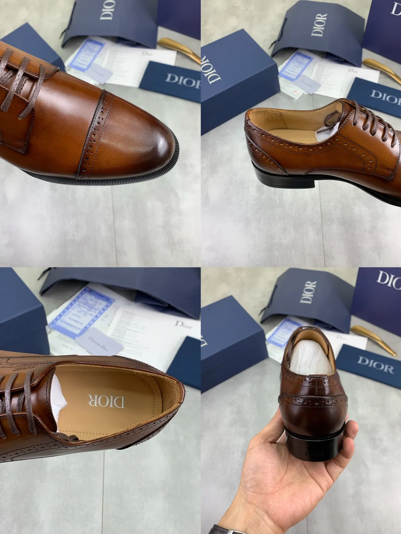 Dior marrom preto cap-toe brogue completo sapatos oxford 2