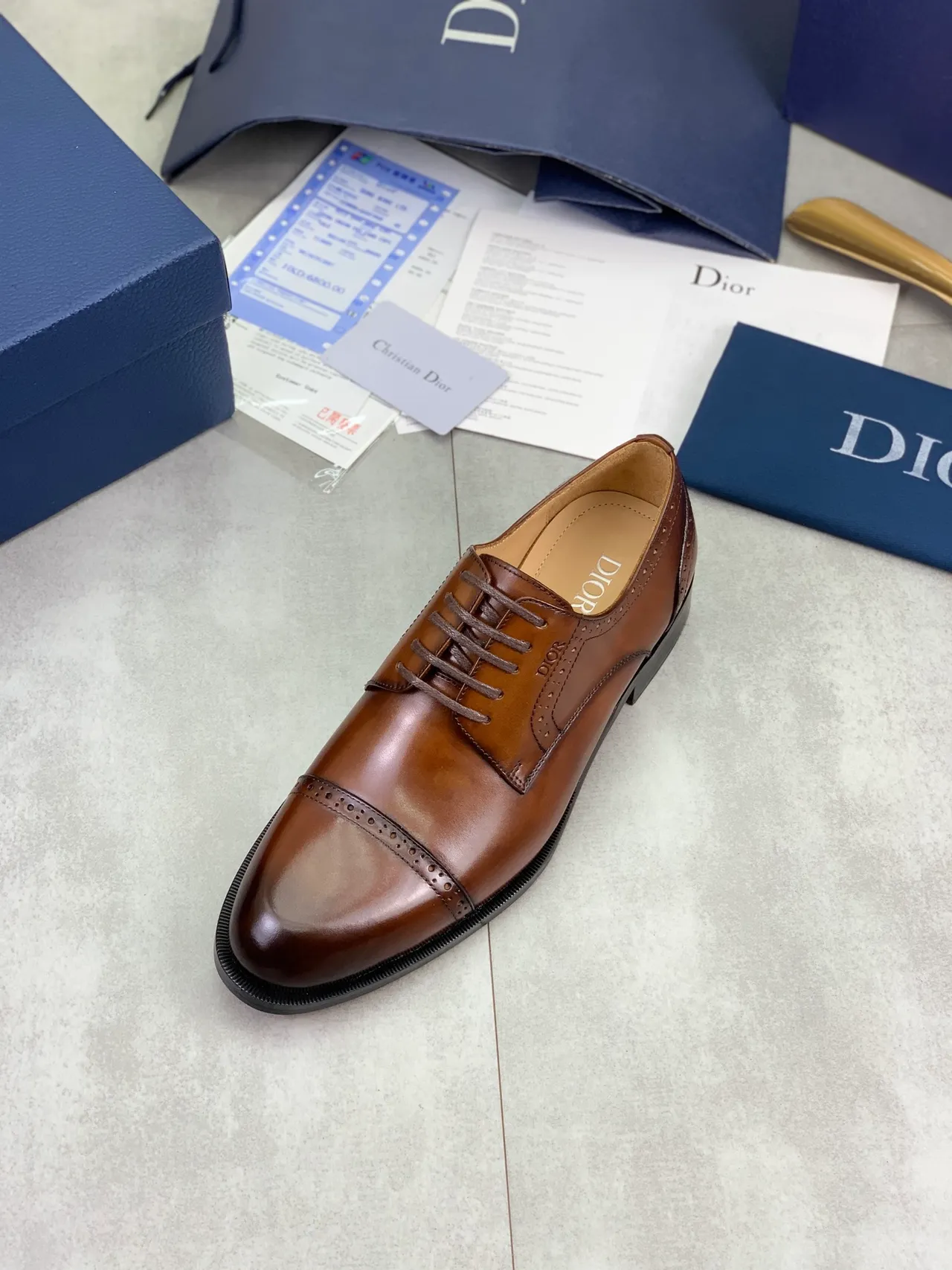 Dior marrom preto cap-toe brogue completo sapatos oxford 4