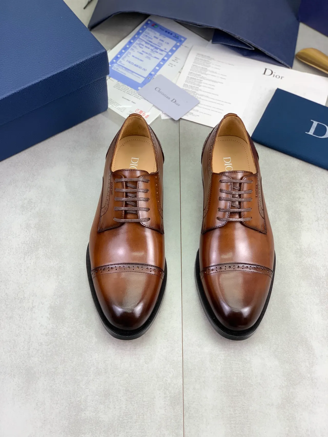 Dior marrom preto cap-toe brogue completo sapatos oxford 5