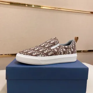 Dior Marron et Blanc Slip-On Monogram Jacquard Lifestyle Sneakers