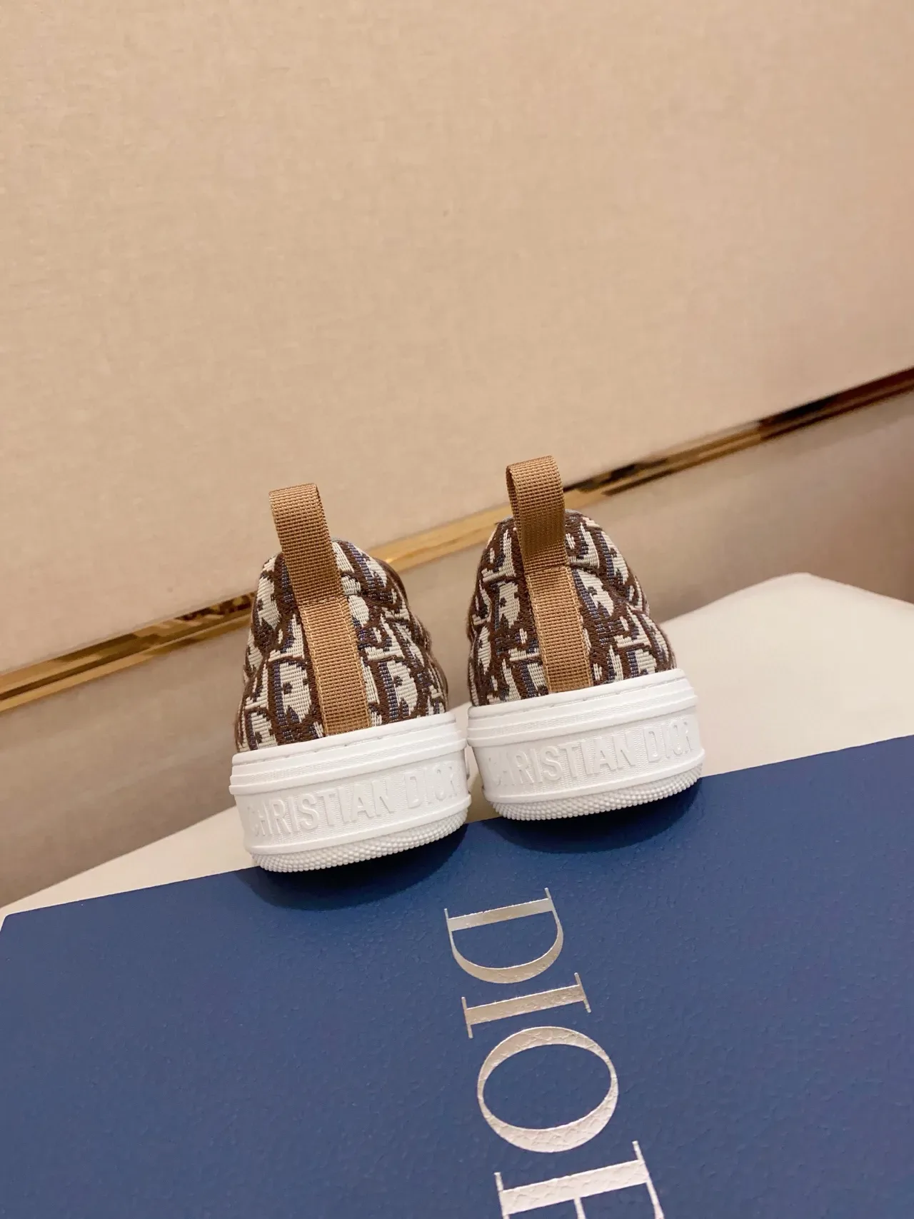 Dior Marron et Blanc Slip-On Monogram Jacquard Lifestyle Sneakers 3