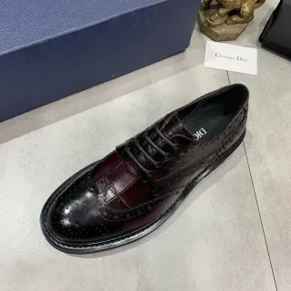 Dior Burgundy Black Wingtip Cap-Toe Brogue