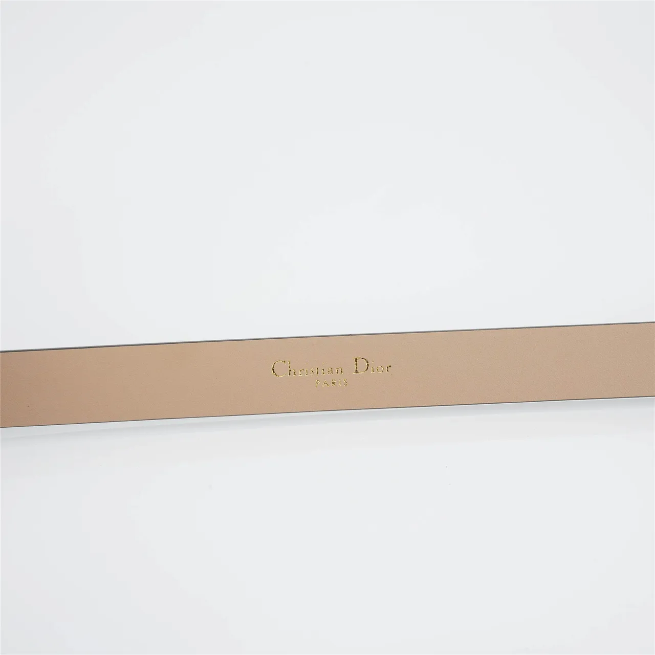 Dior CD Belt Beige Gold Narrow Brushed Buckle Leather Belt 7