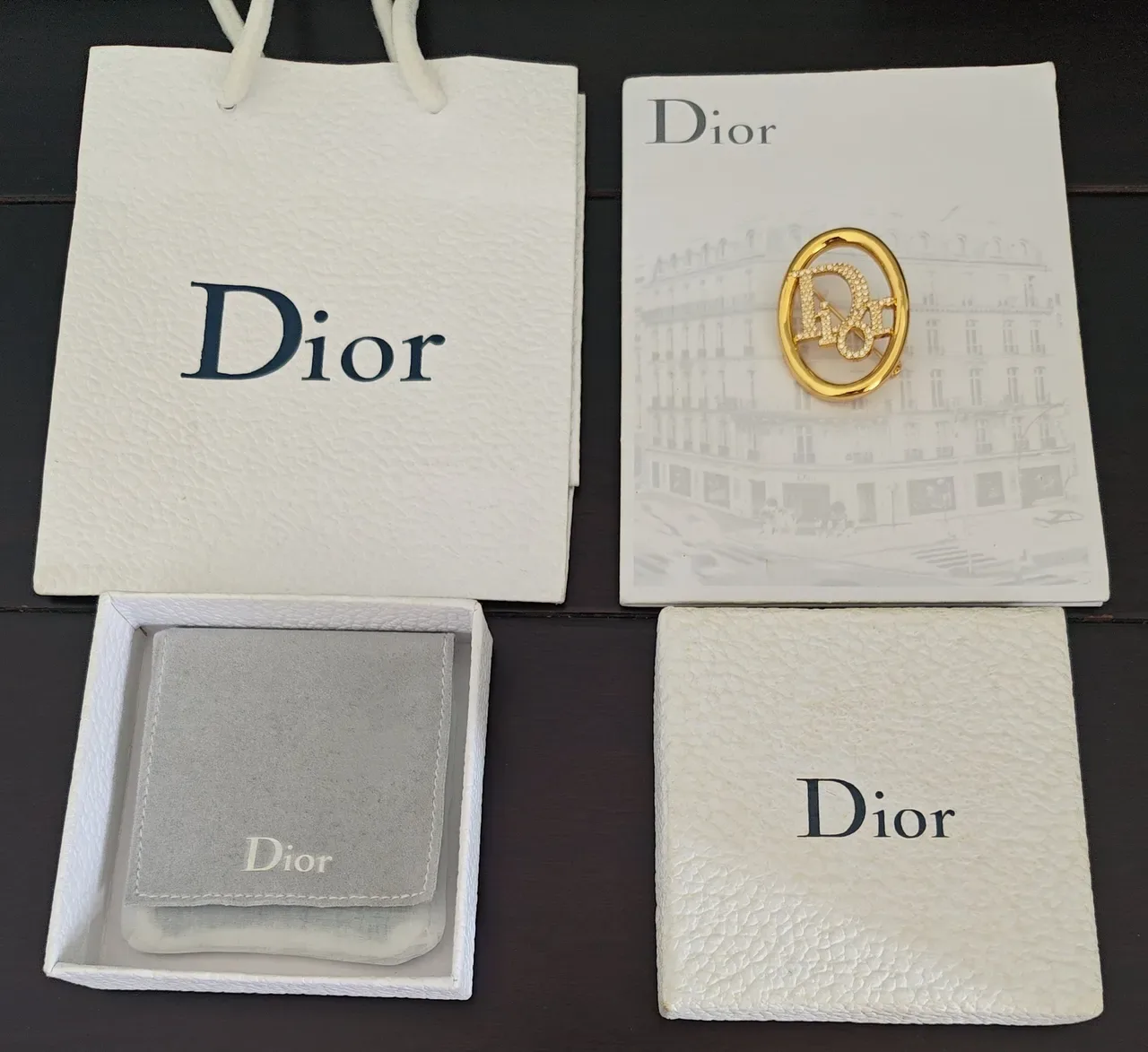 Dior CD Logo Oval Gold Brooch 2