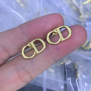Dior CD Monogram Gold-Tone Earrings