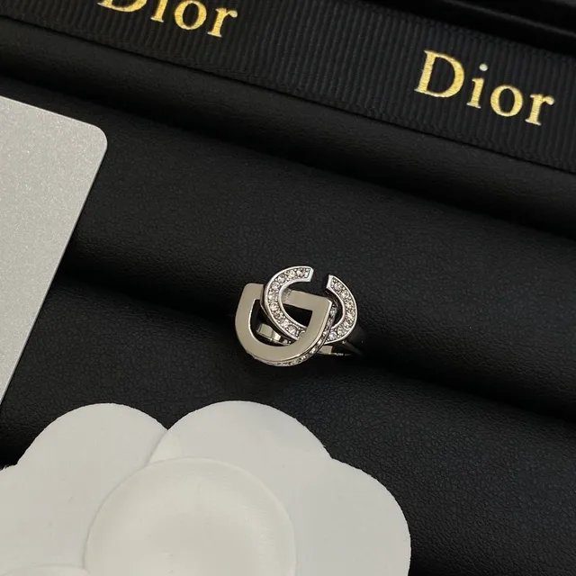 Dior CD Silver White Interlocking Motif Pavé Crystal Detailing Necklace 2