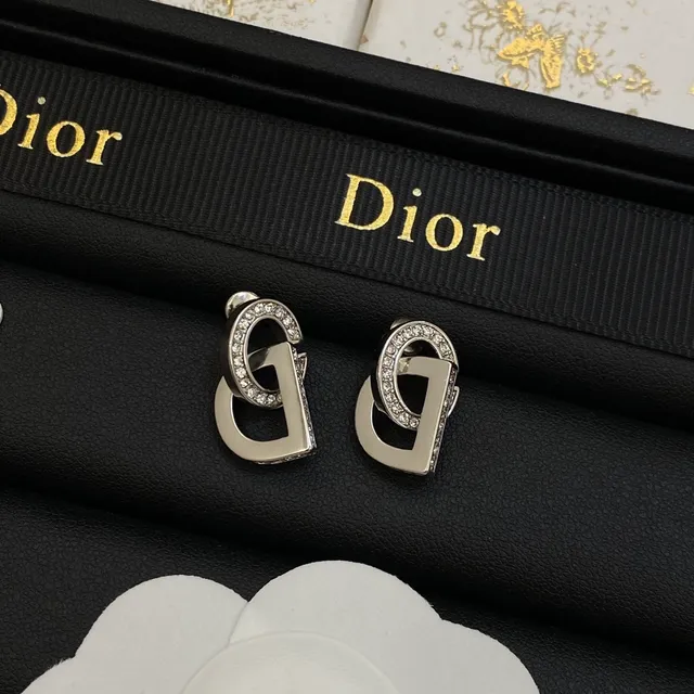 Dior CD Silver White Interlocking Motif Pavé Crystal Detailing Necklace 3