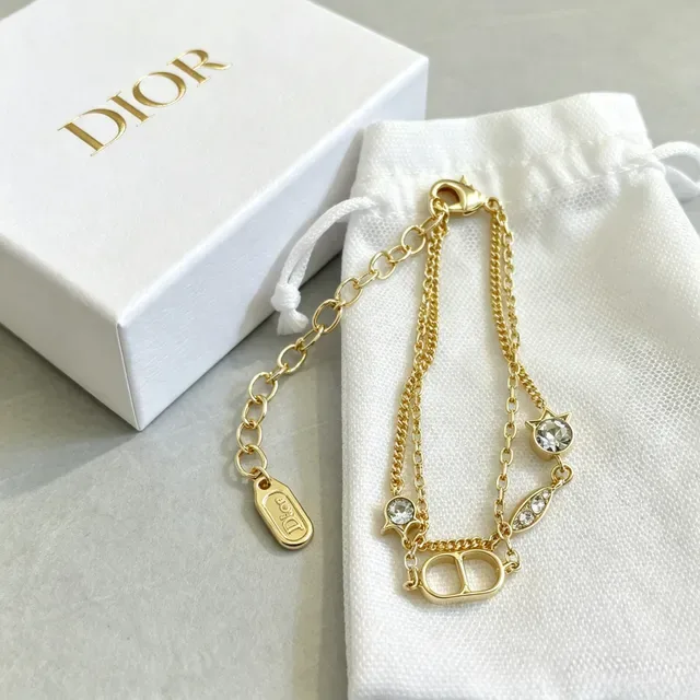 Dior Dioriviera Pulseira Corrente Dourada Branca Multi-Charm 6