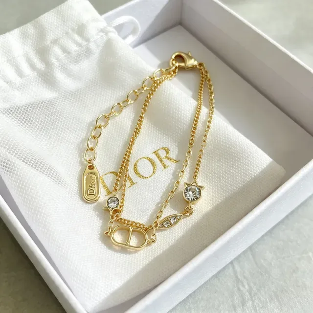 Dior Dioriviera Pulseira Corrente Dourada Branca Multi-Charm 7