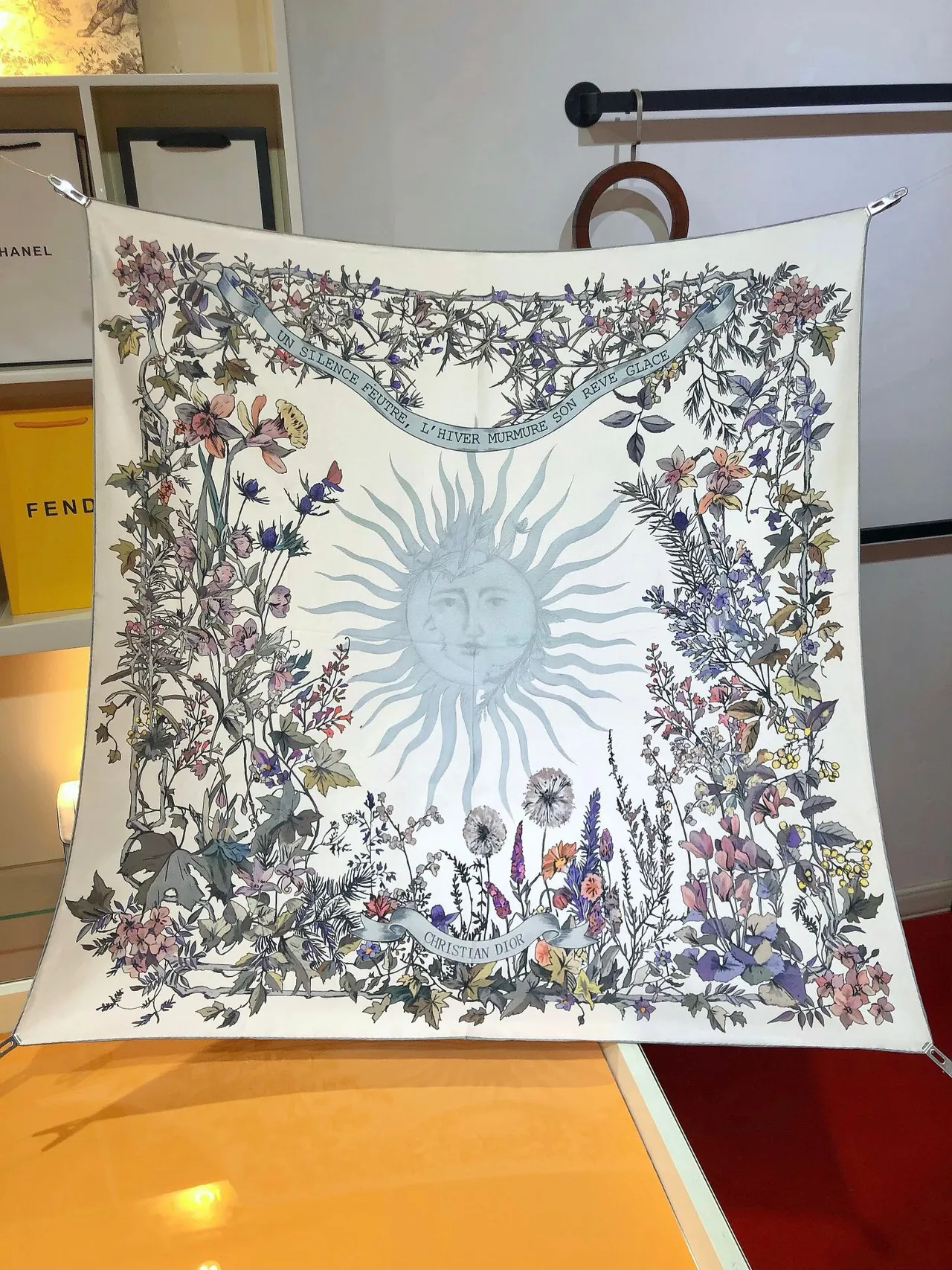 Dior Floral Botanical Print Silk Scarf 4