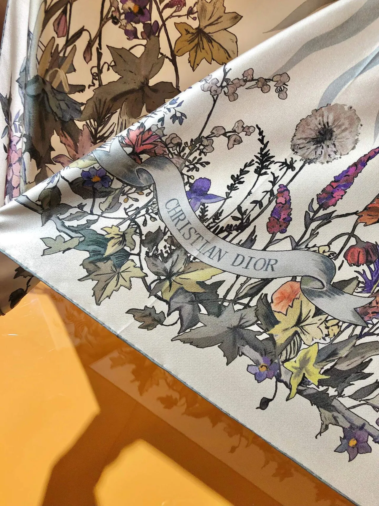 Dior Floral Botanical Print Silk Scarf 5