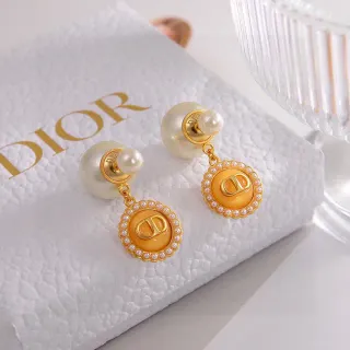 Dior Gold Orange Metal Enamel Earrings