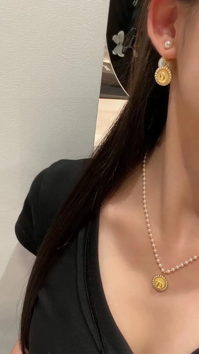 Dior Gold Orange Metal Enamel Earrings 8