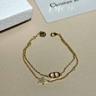 Dior Or Argent Chaîne Double Pavé-Star Charm Bracelet