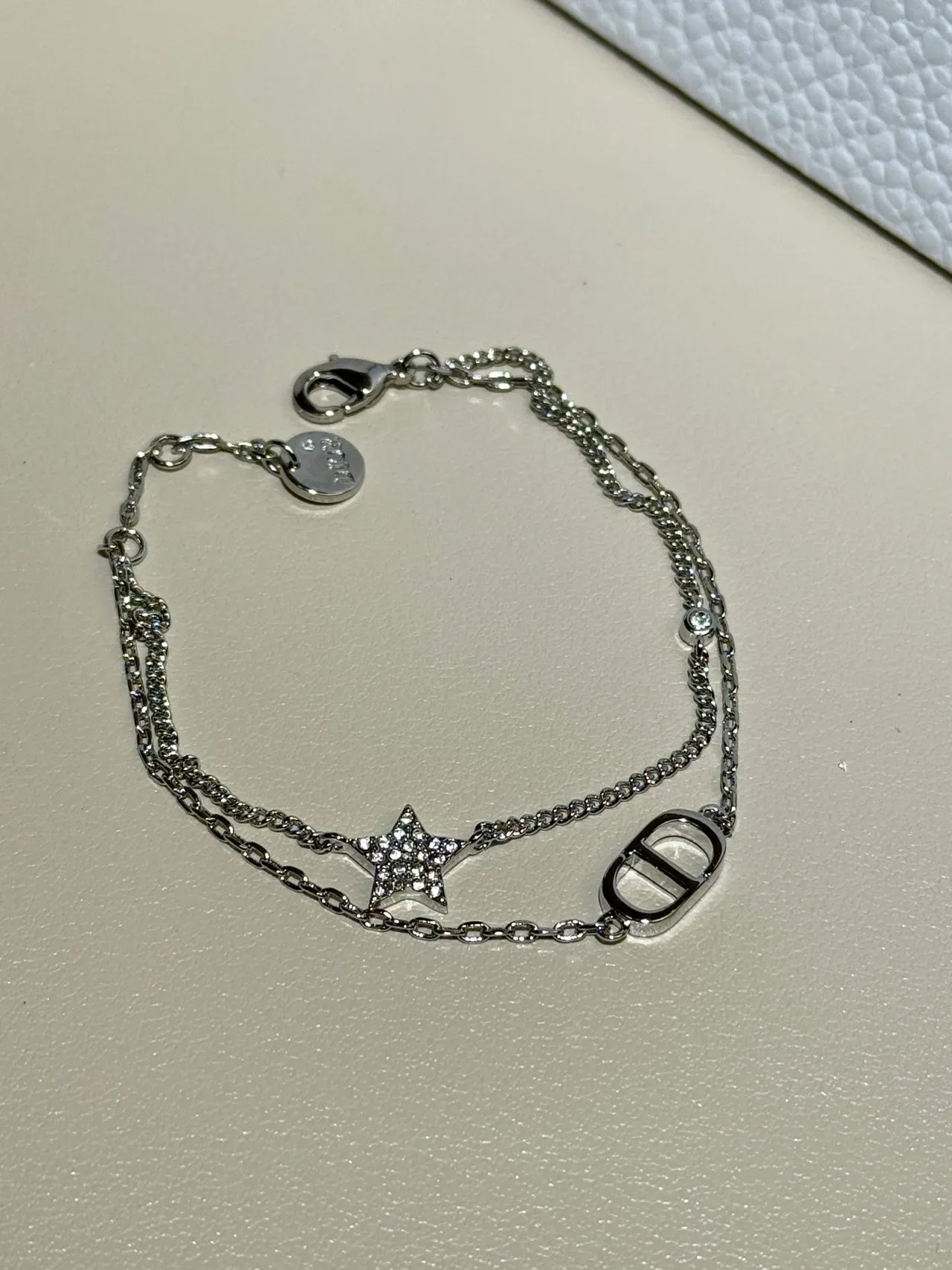 Dior Gold Silver Double-Chain Pavé-Star Charm Bracelet 2