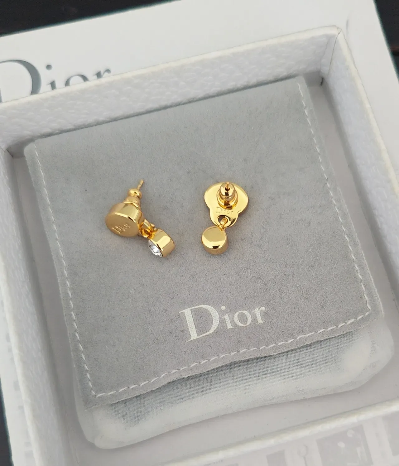 Dior Gold-Tone Crystal Drop Earrings 2