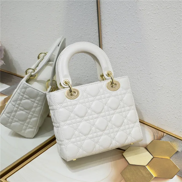 Dior Lady Dior Light Gray Quilted Tote Bag 6