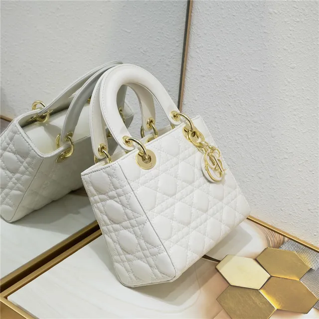 Dior Lady Dior Light Gray Quilted Tote Bag 7