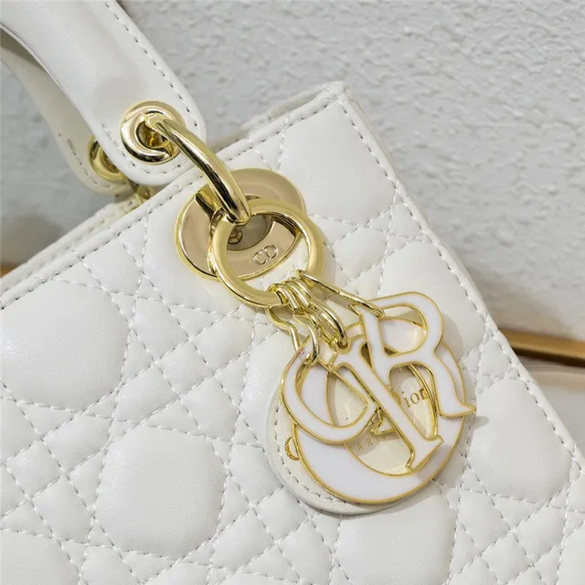 Dior Lady Dior Light Gray Quilted Tote Bag 8